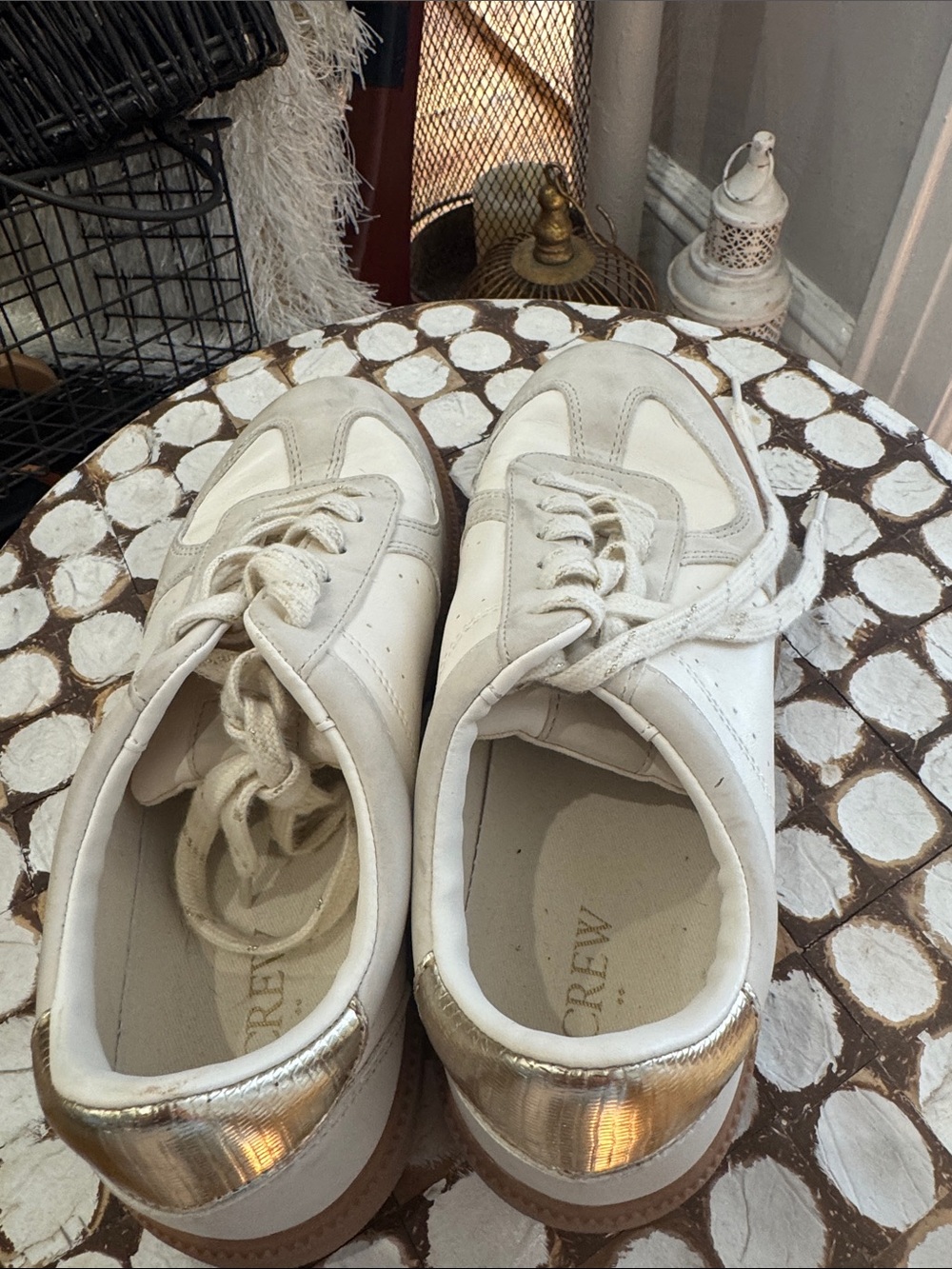 J. Crew White Sneakers with Metallic Gold Heel- Women’s 8